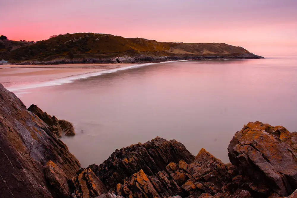 Caswell Bay at sunset